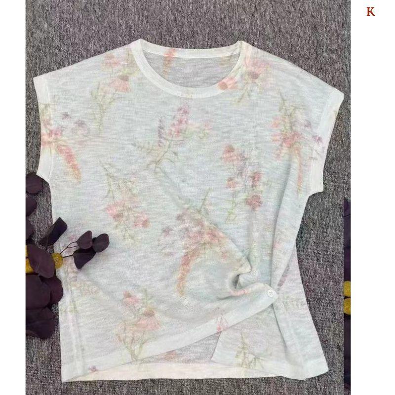 Áo len dệt nhuộm tie-dye chất liệu lụa lạnh MUXIN dành cho nữ, mẫu mới 2026 | Ôm dáng, tay ngắn in họa tiết | Áo mùa hè mát mẻ đang gây sốt trên TikTok