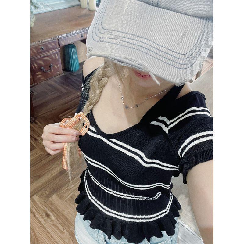 Áo len nữ hai mảnh phong cách dopamine giả MUXIN, mẫu mới 2026 | Áo crop top dáng ôm gợi cảm phong cách Y2K | Trang phục mùa hè đang viral trên TikTok