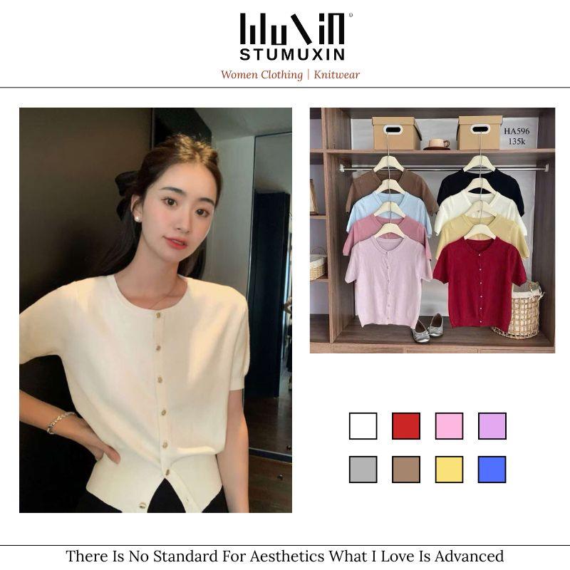 Áo khoác len tay ngắn phong cách Pháp MUXIIN – Áo nữ nhẹ, ôm dáng thanh lịch