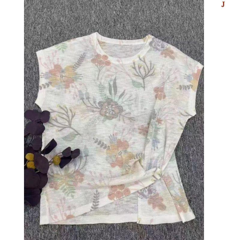 Áo len dệt nhuộm tie-dye chất liệu lụa lạnh MUXIN dành cho nữ, mẫu mới 2026 | Ôm dáng, tay ngắn in họa tiết | Áo mùa hè mát mẻ đang gây sốt trên TikTok