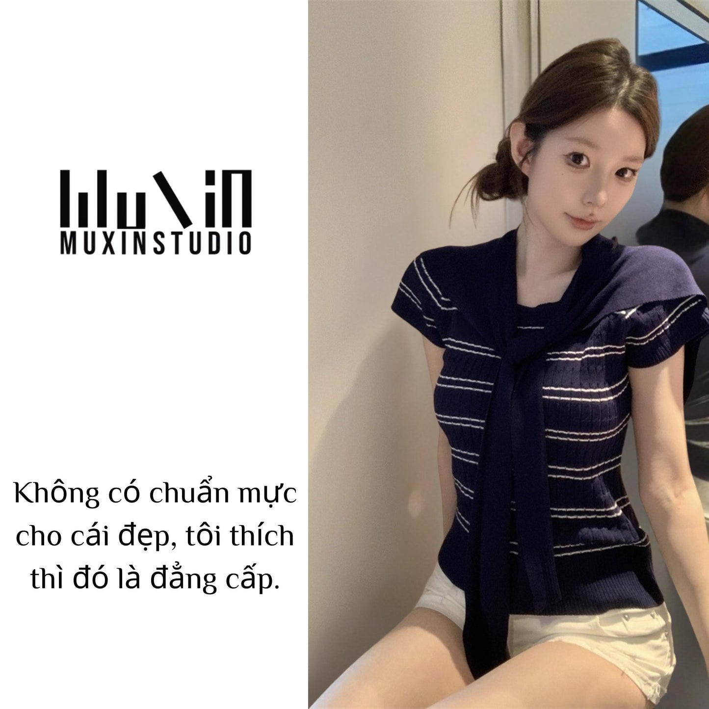 （Xả Kho）Muxin T-Shirt Set Co Giãn Và Ôm Sát Cơ Thể, Bộ 2 Áo Khoác Vai, Áo Thun ngắn tay cổ Tròn, Hợp Xu hướng Mùa Hè Nóng Bỏng