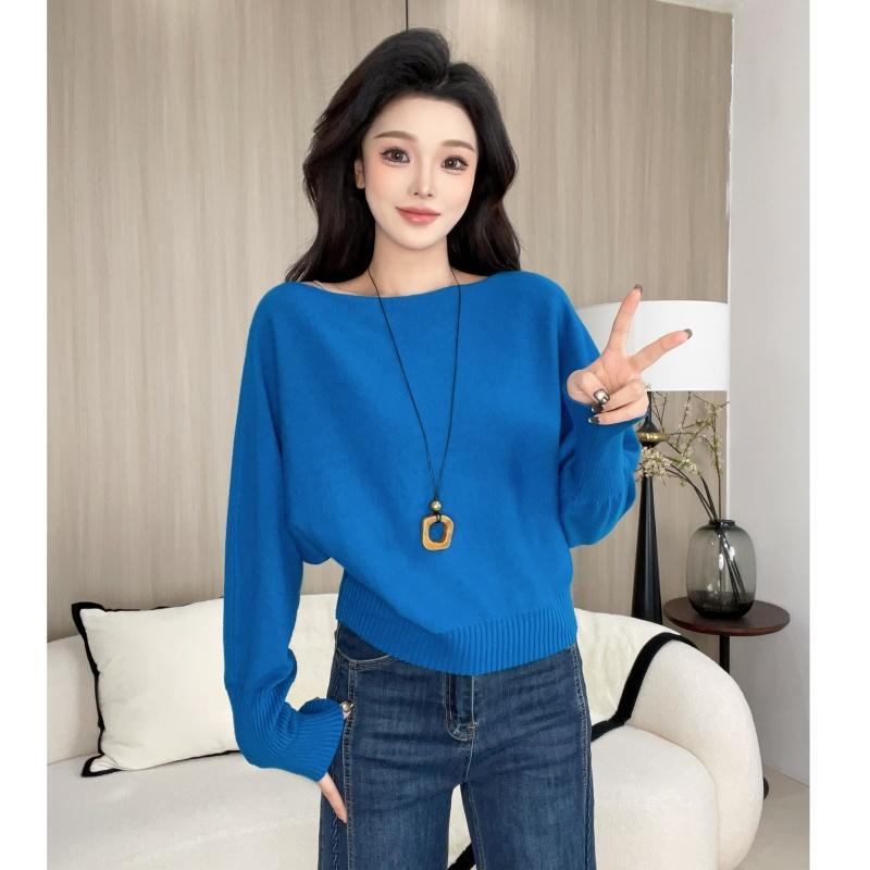 Áo len nữ MUXIN phong cách Hàn Quốc dáng lệch vai / trễ vai | Cổ áo tôn dáng | Ôm thanh lịch | Mềm mại & co giãn | Phong cách đa năng cho mùa thu/mùa đông