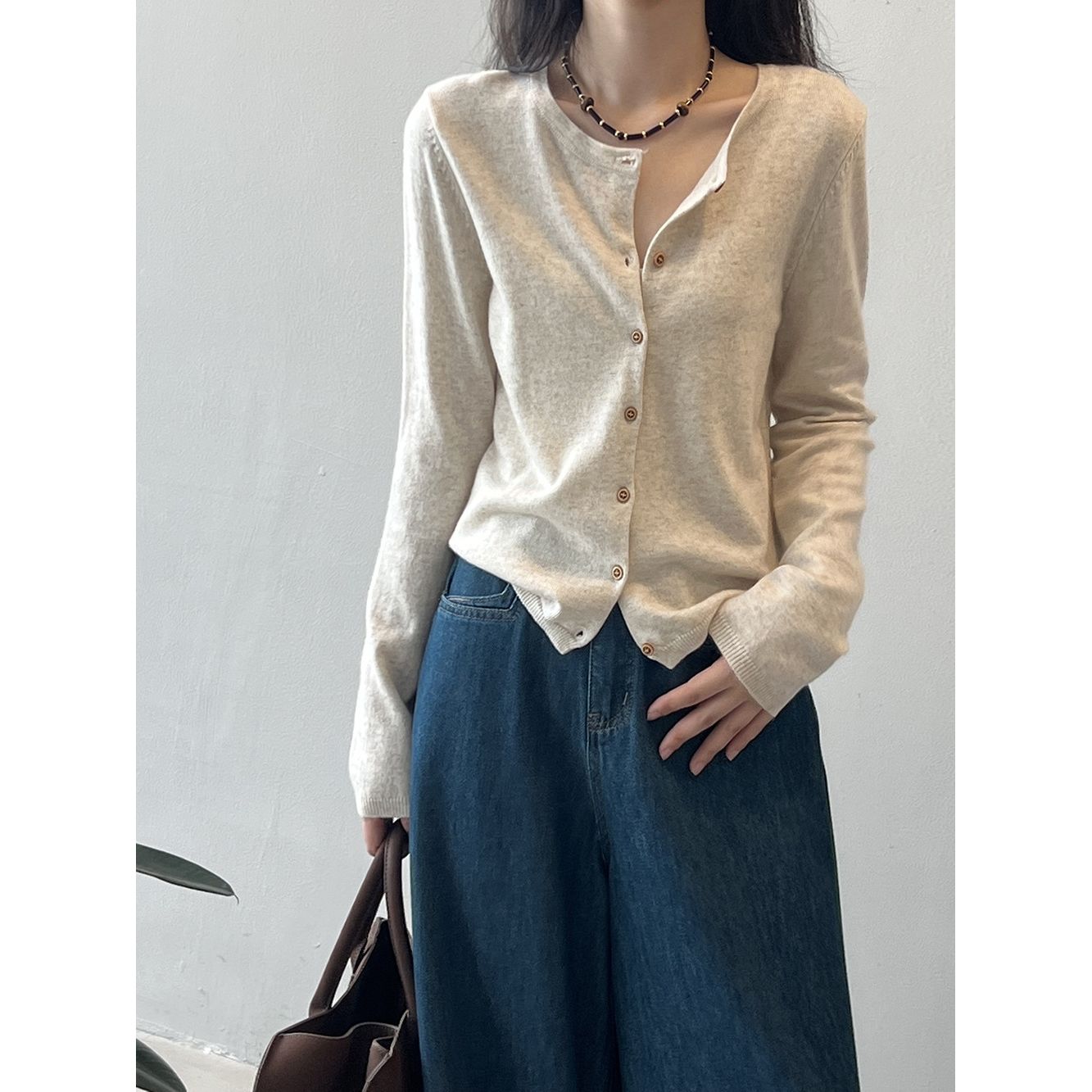 MUXIN Korean-Style Striped Knit Cardigan for Women | Slimming & Versatile | Soft & Comfortable | Fall/Winter Layering Piece