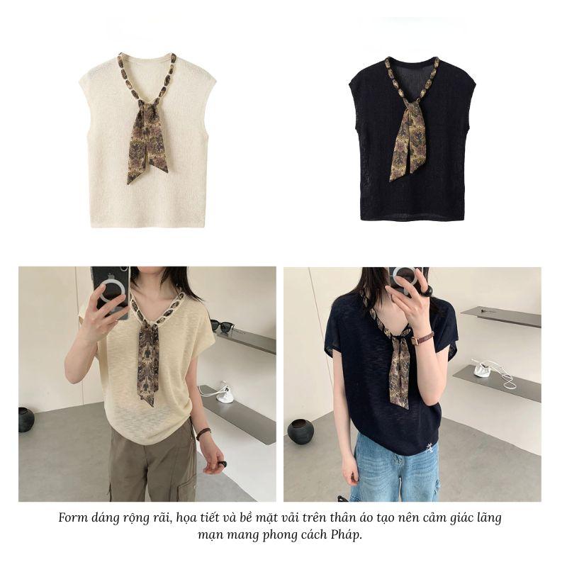 MUXIN Tencel Linen Áo Dệt Kim Cổ V Khăn Lụa - Mùa Hè 2026, Chất Vải Thoáng Khí Mát Mẻ, Thấm Hút Mồ Hôi, Sát Nách Nhẹ Nhàng Phong Cách Old Money