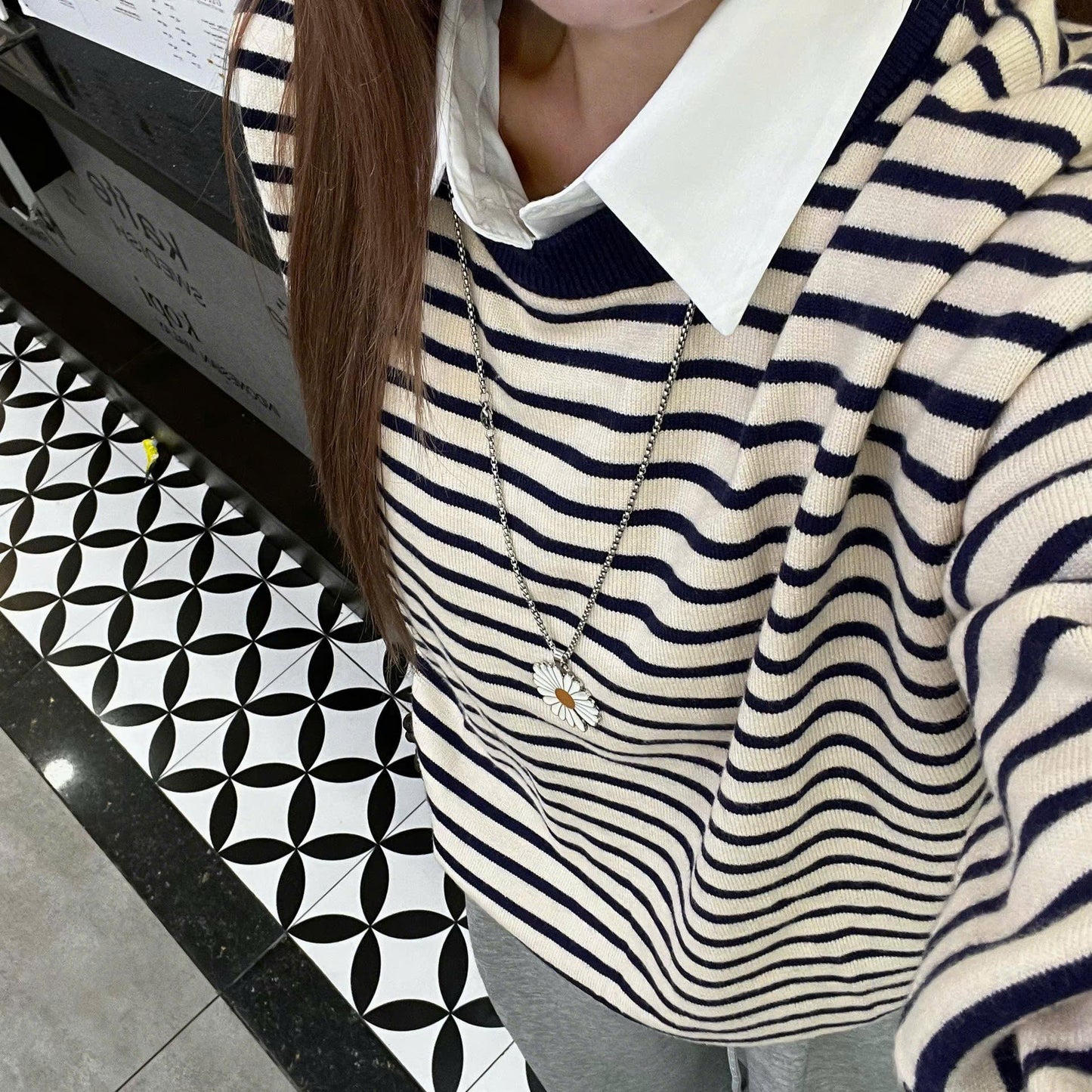 MUXIN Korean-Style Striped Knit Top for Women | Slimming & Versatile | Soft & Comfortable | Fall/Winter Essential