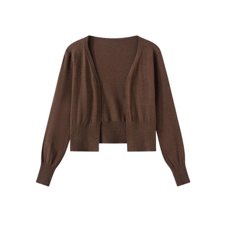 Bộ đồ len MUXIN phong cách Hàn Quốc cổ điển màu đỏ đô – áo cardigan và áo ba lỗ thanh lịch, bộ hai món