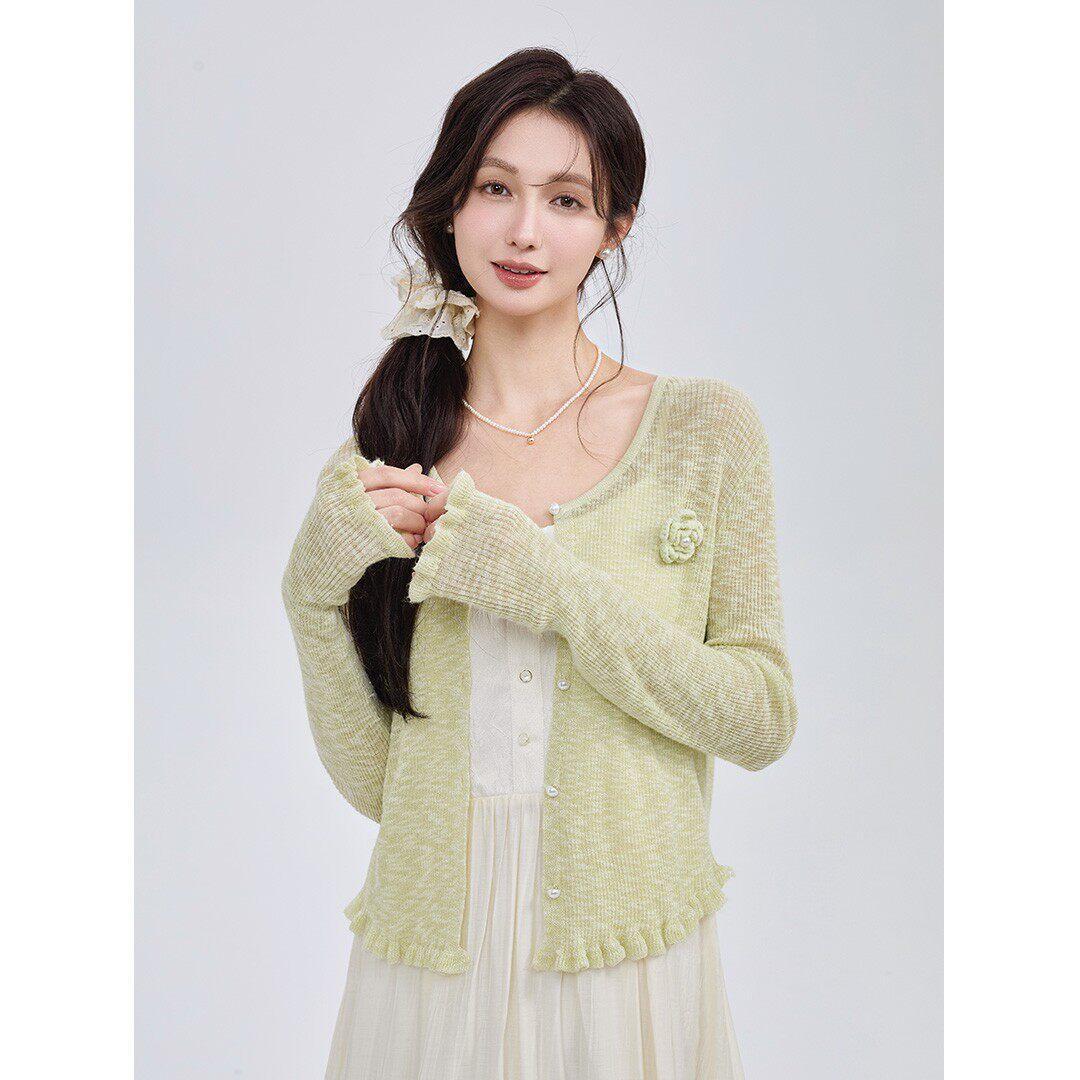 Áo khoác cardigan nữ MUXIN bằng lụa lạnh nhẹ cho mùa hè, có thể mặc kèm áo hai dây hoặc dùng làm áo choàng/áo phủ