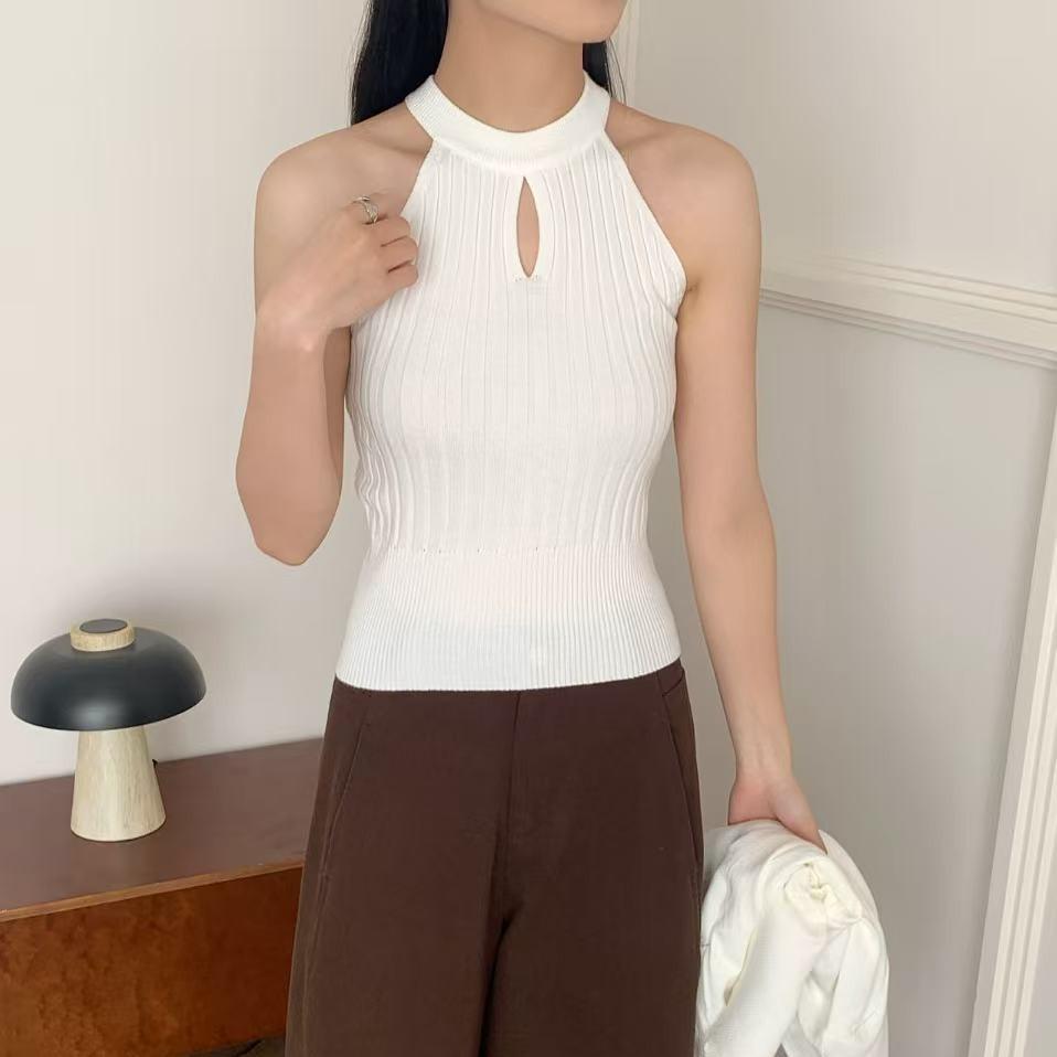 Bộ đồ len MUXIN phong cách Hàn Quốc cổ điển màu đỏ đô – áo cardigan và áo ba lỗ thanh lịch, bộ hai món