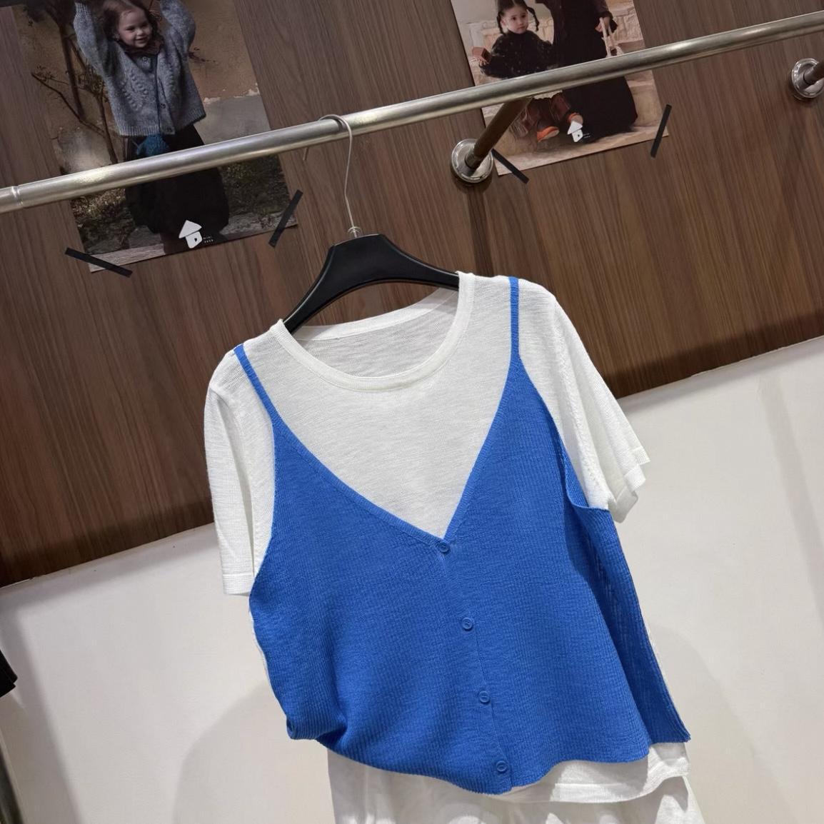 Áo len dệt thô lanh giả hai mảnh MUXIN cho nữ, mẫu mới 2026 | Thiết kế ôm dáng của nhà thiết kế | Tay ngắn thoáng khí, phù hợp mùa hè, đang viral trên TikTok