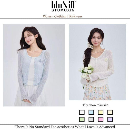 Áo khoác cardigan nữ MUXIN bằng lụa lạnh nhẹ cho mùa hè, có thể mặc kèm áo hai dây hoặc dùng làm áo choàng/áo phủ