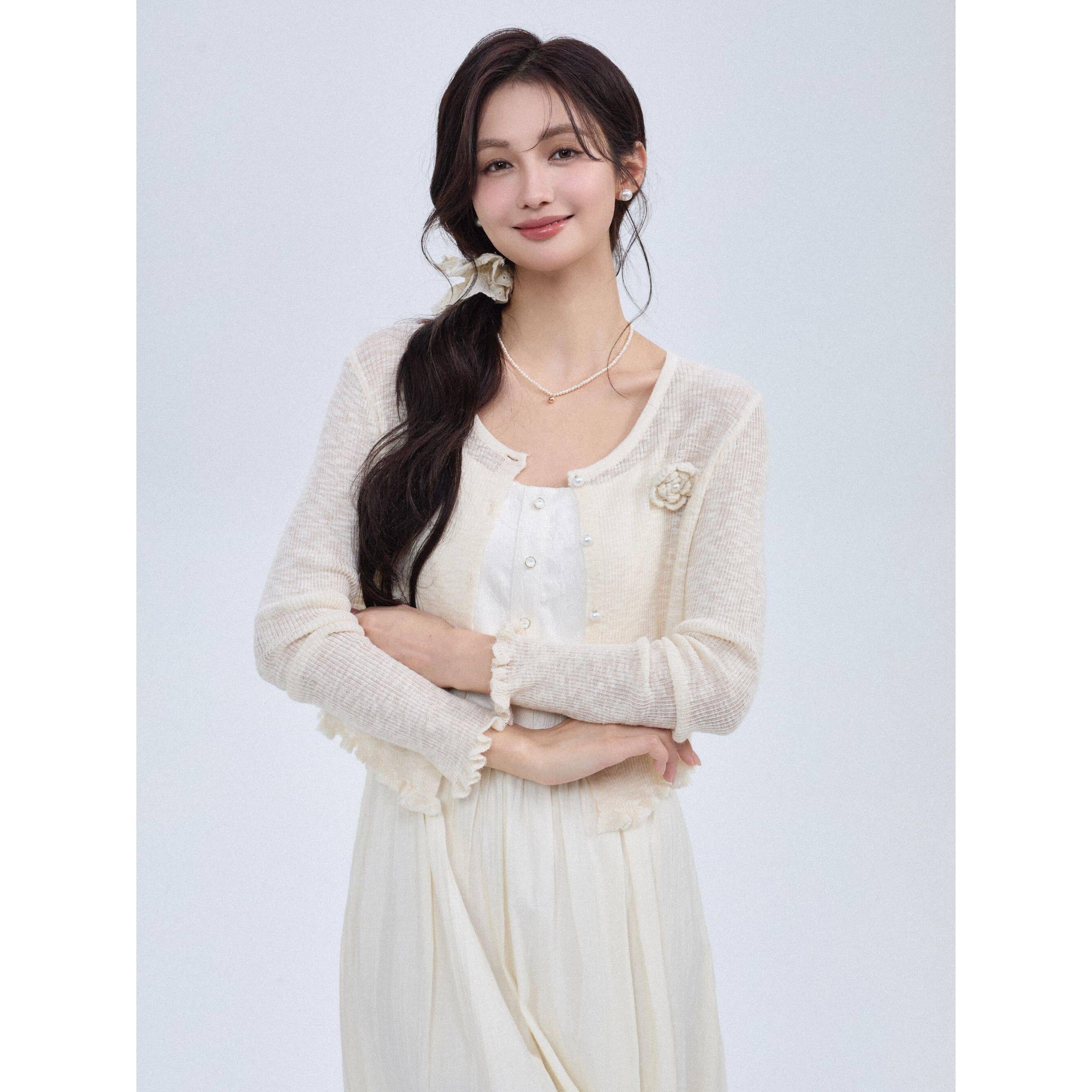 Áo khoác cardigan nữ MUXIN bằng lụa lạnh nhẹ cho mùa hè, có thể mặc kèm áo hai dây hoặc dùng làm áo choàng/áo phủ