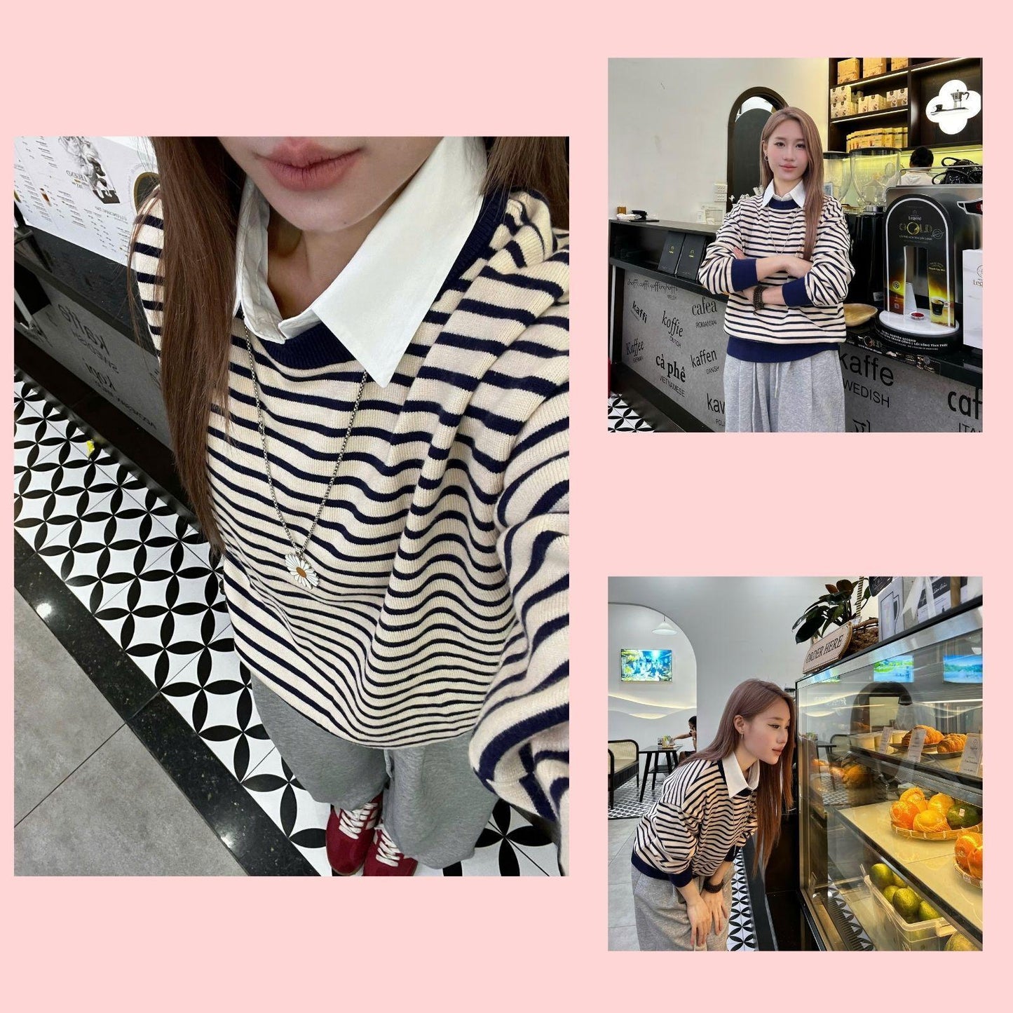 MUXIN Korean-Style Striped Knit Top for Women | Slimming & Versatile | Soft & Comfortable | Fall/Winter Essential