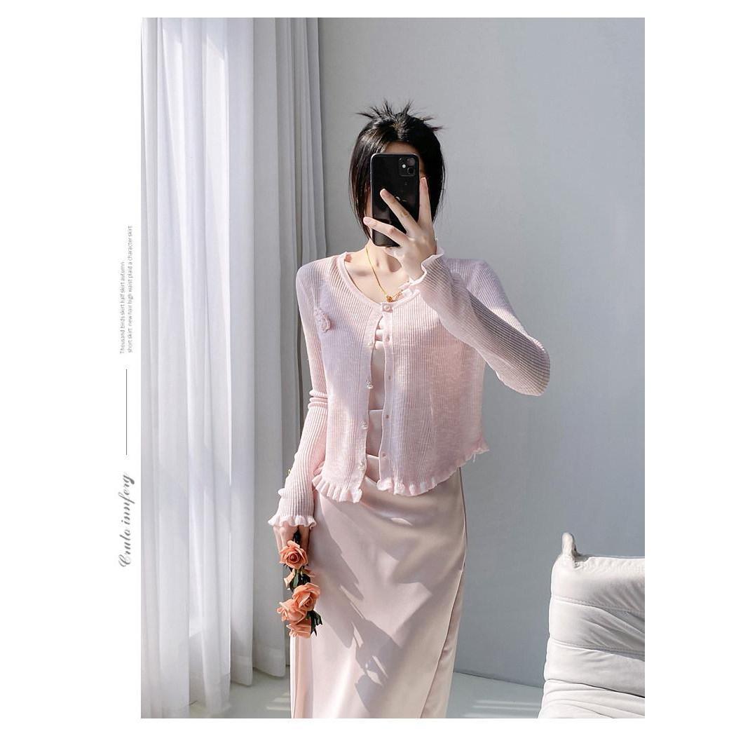 Áo khoác cardigan nữ MUXIN bằng lụa lạnh nhẹ cho mùa hè, có thể mặc kèm áo hai dây hoặc dùng làm áo choàng/áo phủ