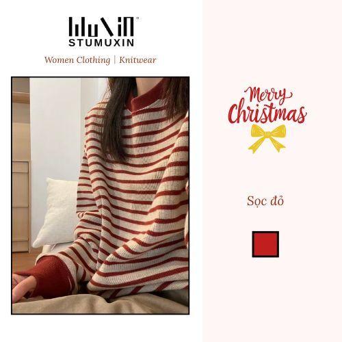 MUXIN Korean-Style Striped Knit Top for Women | Slimming & Versatile | Soft & Comfortable | Fall/Winter Essential
