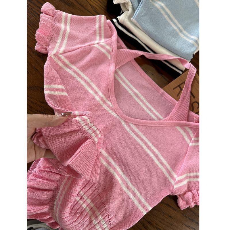 Áo len nữ hai mảnh phong cách dopamine giả MUXIN, mẫu mới 2026 | Áo crop top dáng ôm gợi cảm phong cách Y2K | Trang phục mùa hè đang viral trên TikTok