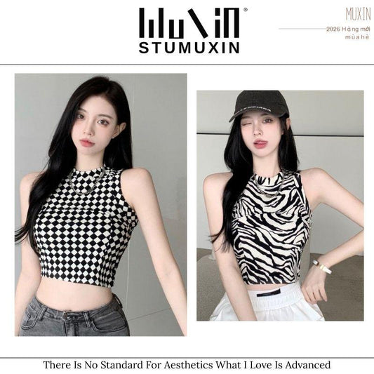 Áo ba lỗ nữ MUXIN thiết kế gợi cảm, không tay, dáng ngắn; áo lót croptop đa năng cho mùa hè.