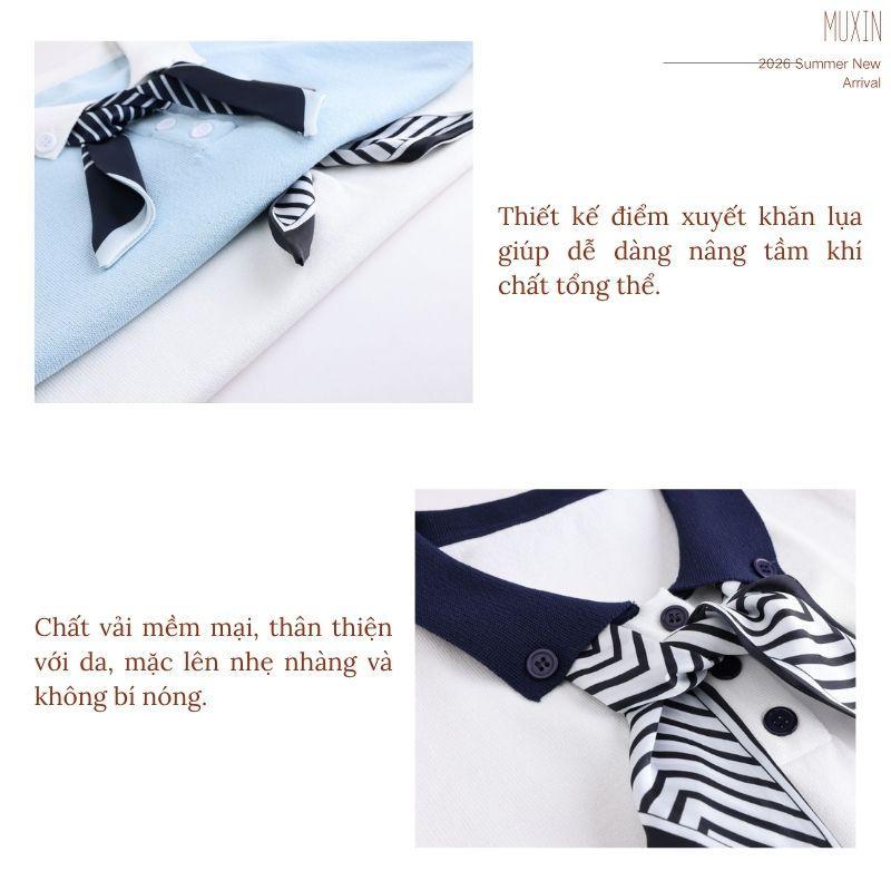Áo len cổ yếm MUXIN cho nữ, mẫu mới 2026 | Ôm dáng vai với thiết kế nổi bật, tay ngắn | Áo lụa lạnh đa năng cho mùa hè, phù hợp công sở