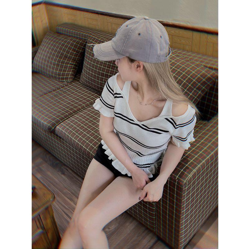 Áo len nữ hai mảnh phong cách dopamine giả MUXIN, mẫu mới 2026 | Áo crop top dáng ôm gợi cảm phong cách Y2K | Trang phục mùa hè đang viral trên TikTok