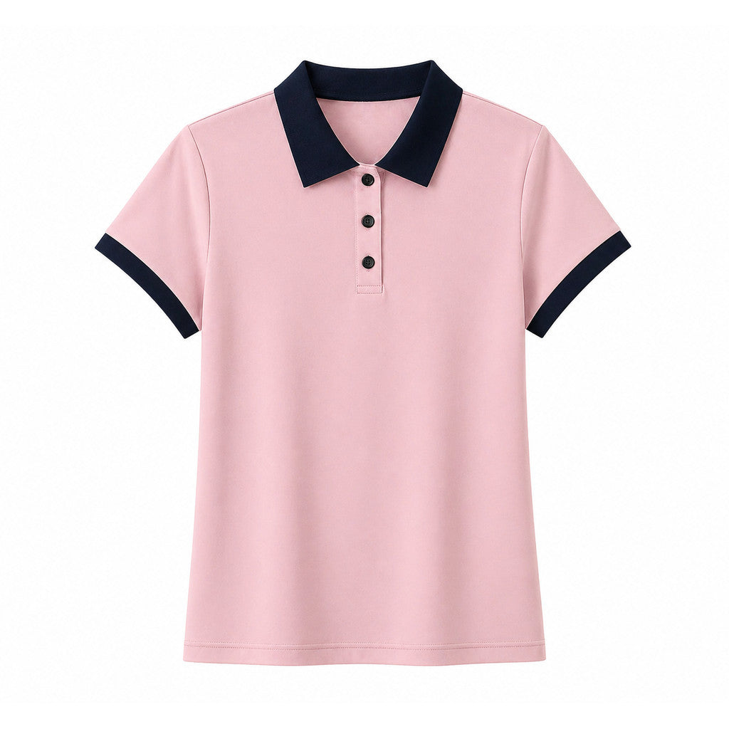 Áo sơ mi Polo ngắn tay dành cho nữ MUXIN, vải dệt kim mềm, thiết kế viền tương phản bắt mắt, tông màu nhẹ nhàng, phong cách Hàn Quốc, dễ kết hợp với mọi trang phục.