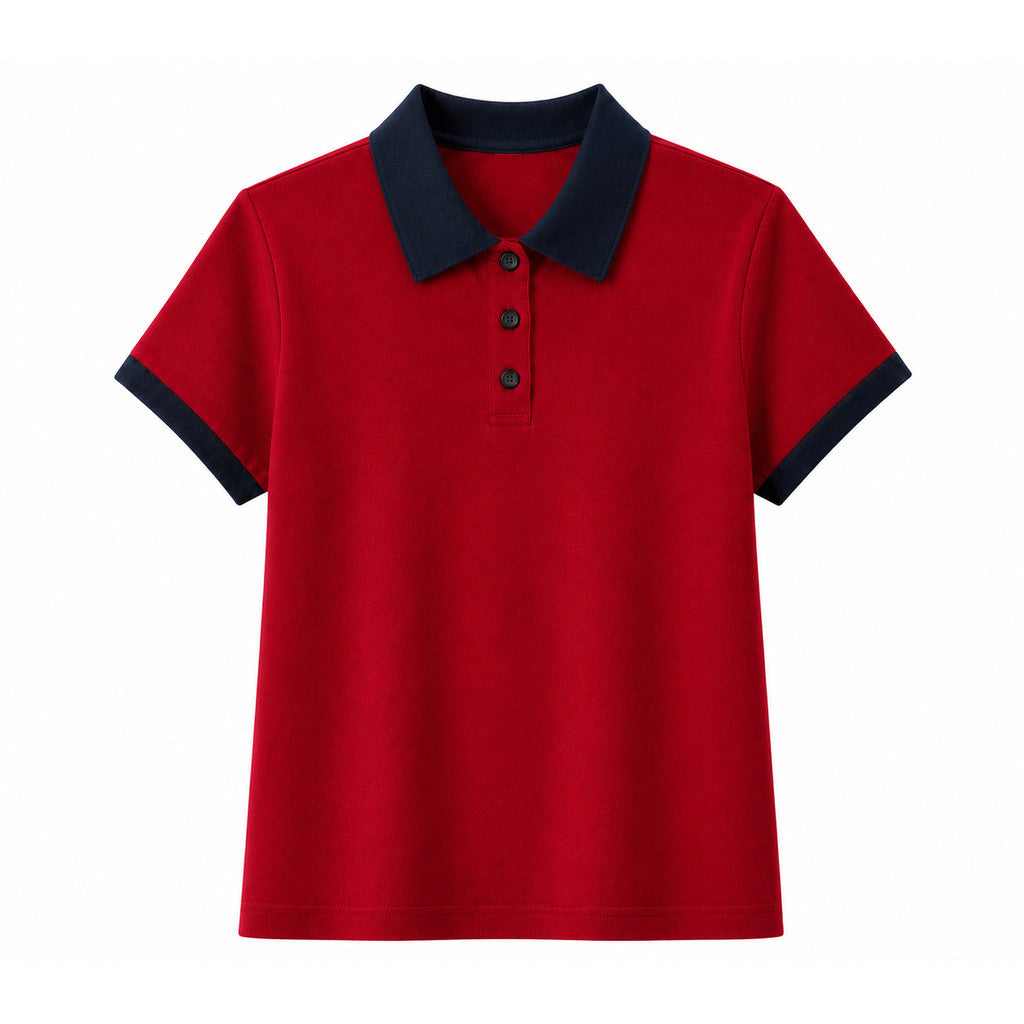 Áo sơ mi Polo ngắn tay dành cho nữ MUXIN, vải dệt kim mềm, thiết kế viền tương phản bắt mắt, tông màu nhẹ nhàng, phong cách Hàn Quốc, dễ kết hợp với mọi trang phục.