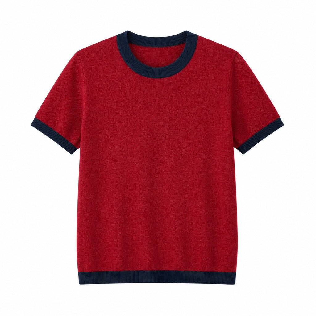 Áo sơ mi Polo ngắn tay dành cho nữ MUXIN, vải dệt kim mềm, thiết kế viền tương phản bắt mắt, tông màu nhẹ nhàng, phong cách Hàn Quốc, dễ kết hợp với mọi trang phục.